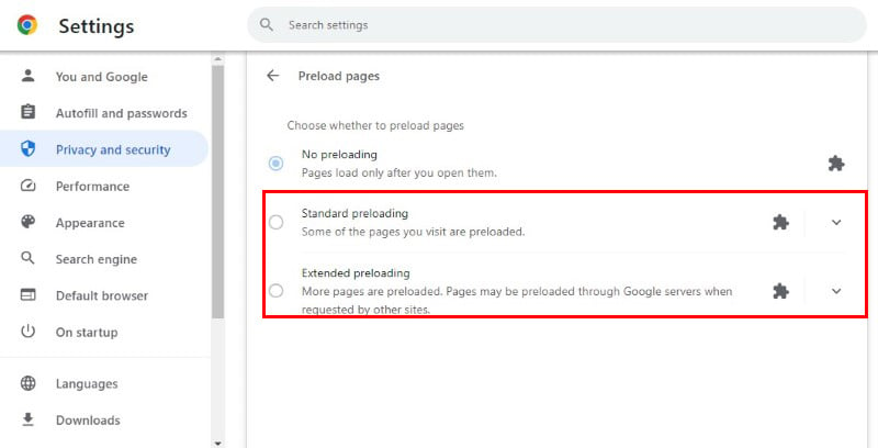 Make chrome faster by preloading pages