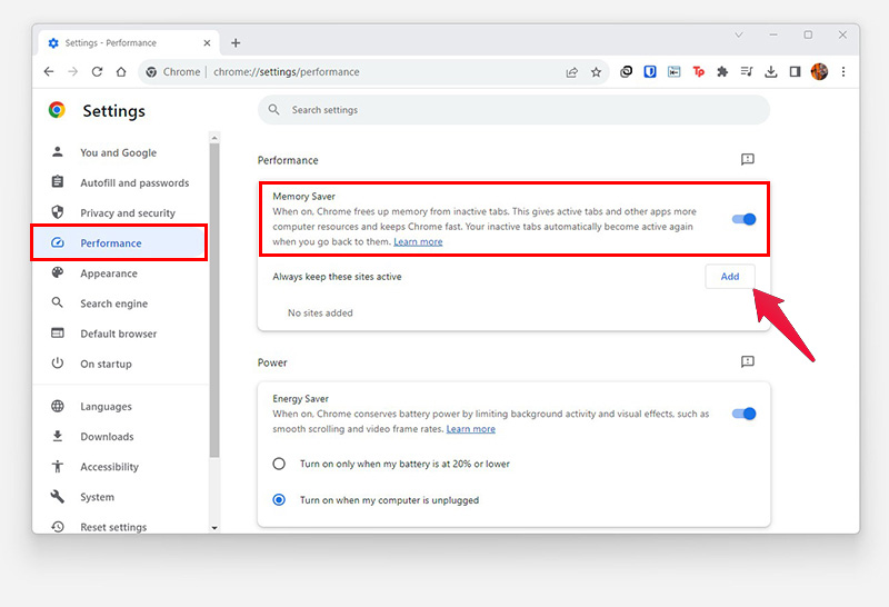 speed up chrome with memory saver