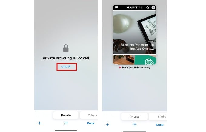Unlock Private Tabs Safari