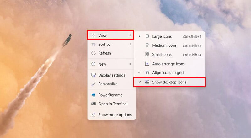 hide desktop icons on windows 11