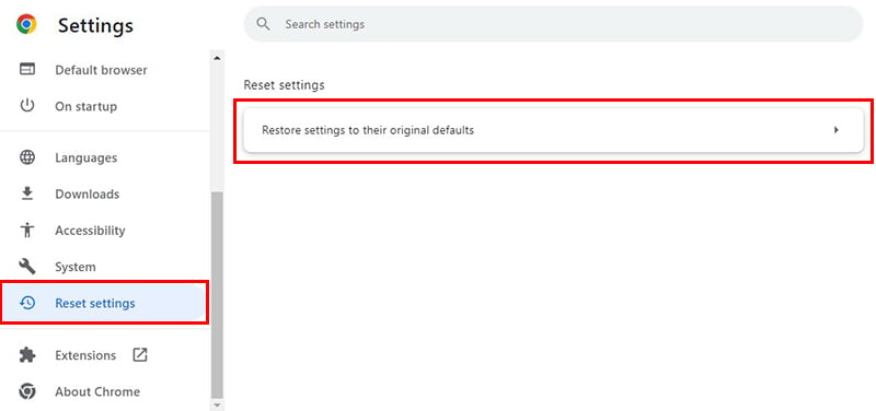 restore settings to original defaults