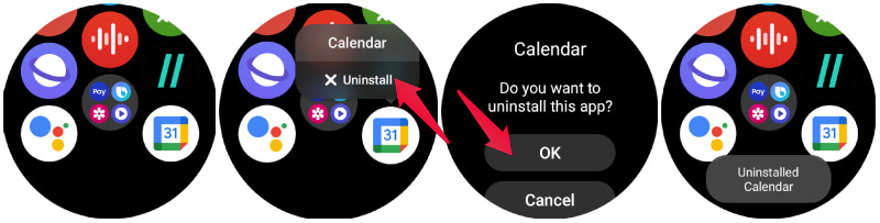 delete apps on wear os