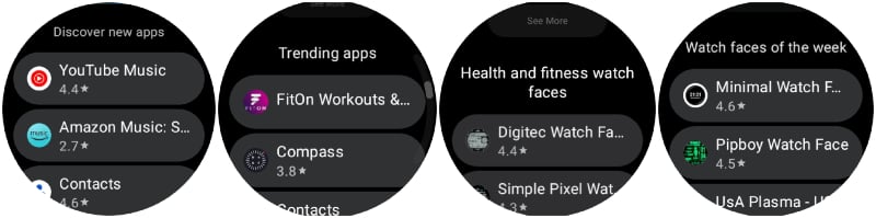 play store watch apps categories