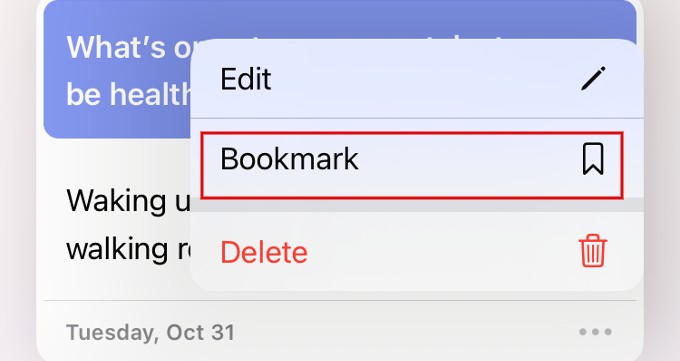 Bookmark Journal Entry iPhone