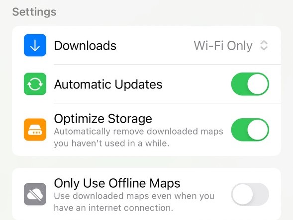 Offline Apple Maps Settings iPhone