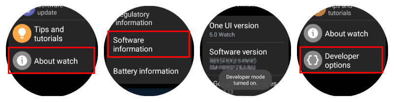 Enable developer options on wear os