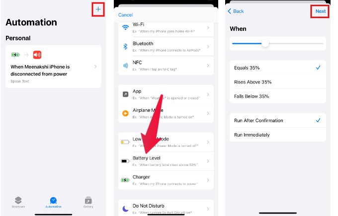 Set Battery Level Percentage Automation iPhone