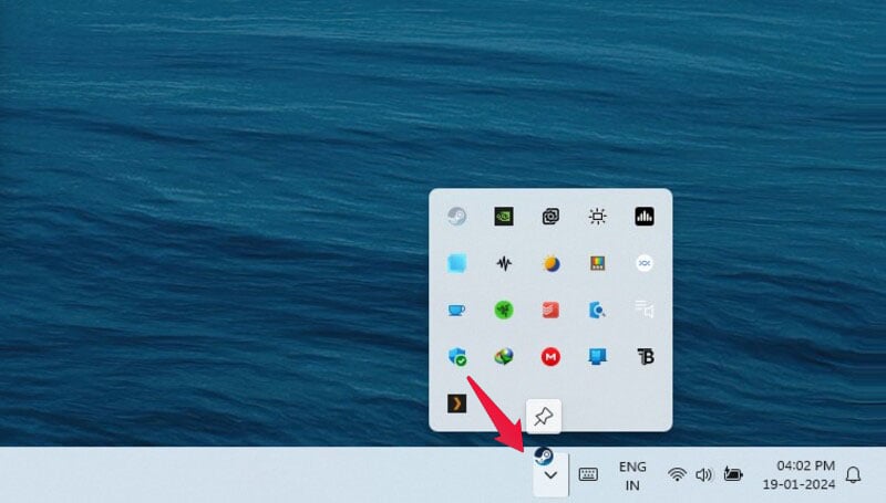 Pin icons to notification area on taskbar