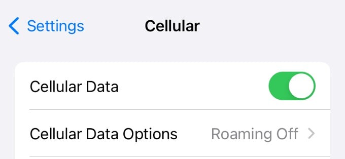 Enable Cellular Data iPhone
