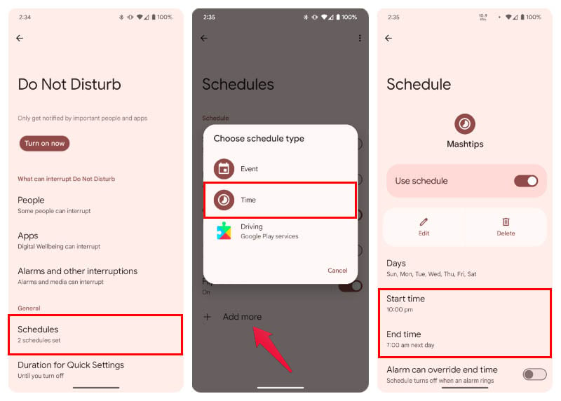 Schedule android silent mode with DnD